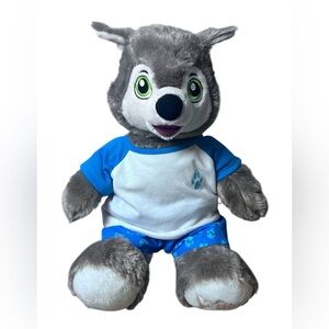Build-A-Bear Wiley the Wolf 16" Gray Plush Great Wolf Lodge BAB w/Shirt & Shorts
